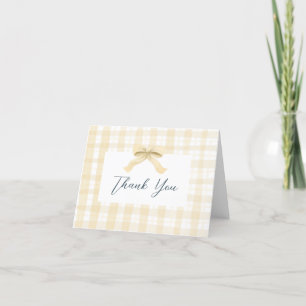 Yellow Watercolor Plaid & Bow Baby Thank You