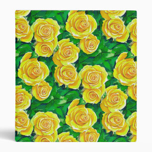 Yellow Watercolor Rose Pattern Binder