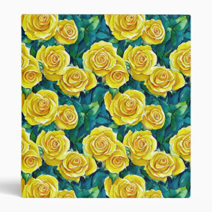 Yellow Watercolor Rose Pattern Binder