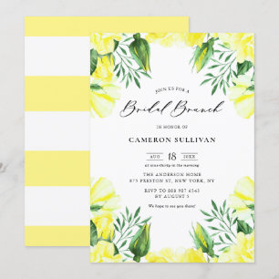 Yellow Watercolor Roses Garland Bridal Brunch Invitation