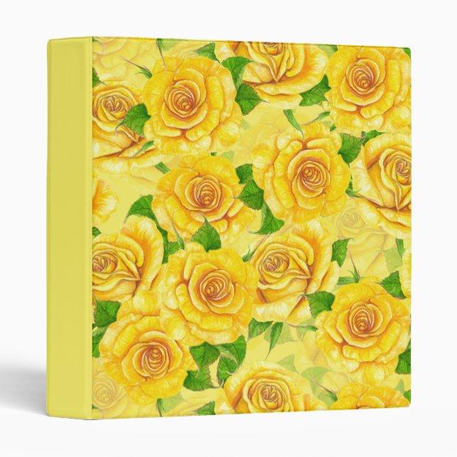 Yellow watercolor roses pattern binder (Front/Spine)