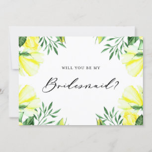 Yellow Watercolor Roses Will You Be My Bridesmaid