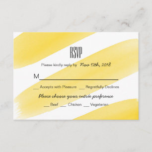 Yellow Watercolor Stripes Wedding RSVP Card