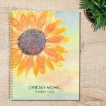 Yellow Watercolor Sunflower Planner<br><div class="desc">This country style botanical planner is decorated with a yellow sunflower on a watercolor background.
Easily customizable.
Use the Design Tool to change the text size,  style,  or colour.
As we create our artwork you won't find this exact image from other designers.
Original Watercolor © Michele Davies.</div>