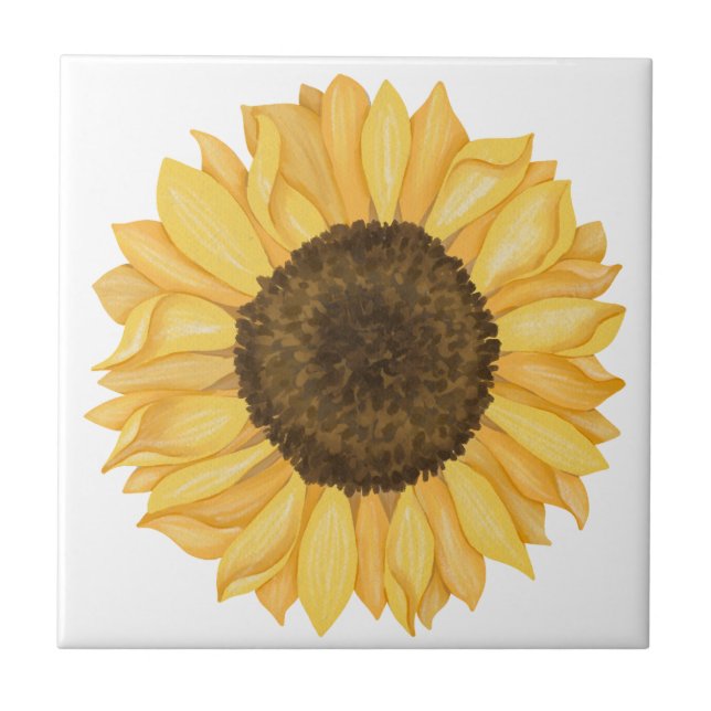 Yellow Watercolor Sunflower Tile (Front)