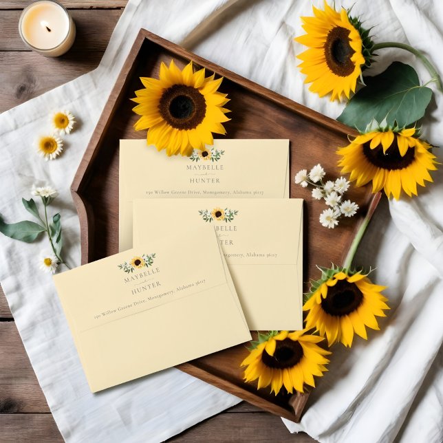Yellow Watercolor Sunflowers & Wildflower Pattern Envelope (Yellow Watercolor Sunflowers & Wildflower Pattern Envelope)