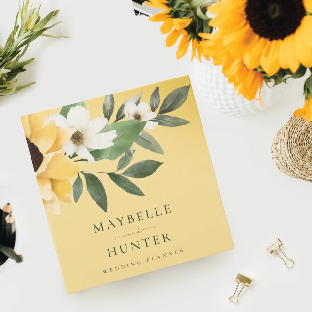 Yellow Watercolor Sunflowers & Wildflower Wedding Binder (Creator Uploaded)