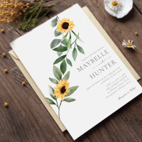 Yellow Watercolor Sunflowers & Wildflower Wedding