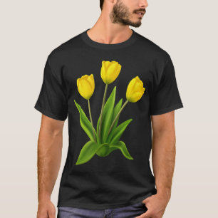 Yellow Watercolor Tulip Floral Flower Bouquet Spri T-Shirt