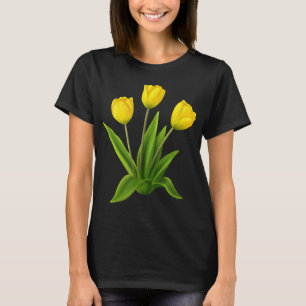 Yellow Watercolor Tulip Floral Flower Bouquet Spri T-Shirt