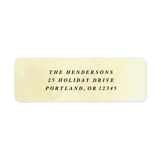 Yellow watercolor wash return address label