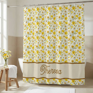 Yellow Watercolor Wildflower Monogram Name