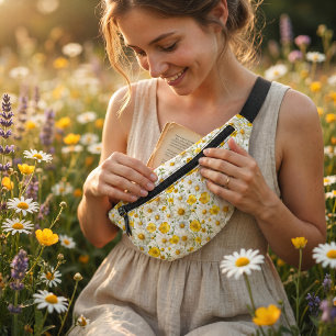 Yellow Watercolor Wildflower Pattern Fanny Pack