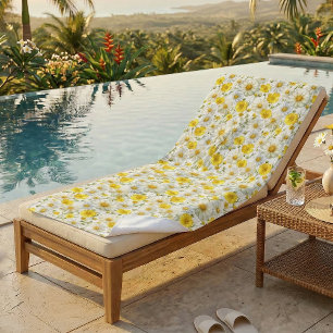 Yellow Watercolor Wildflower Pattern Name Beach Towel