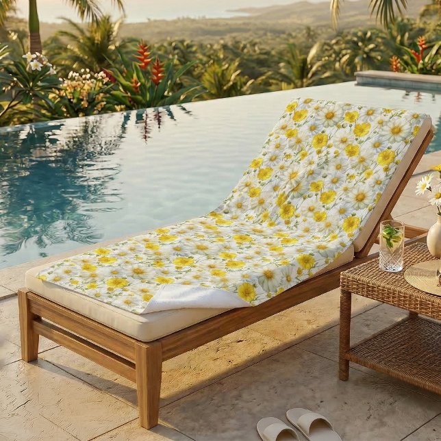 Yellow Watercolor Wildflower Pattern Name Beach Towel (Creator Uploaded)
