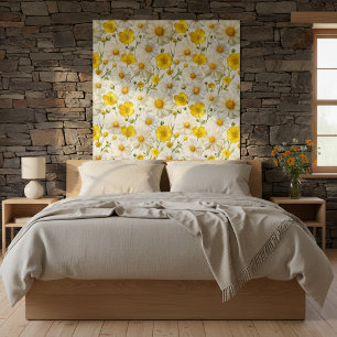 Yellow Watercolor Wildflower Pattern Wallpaper
