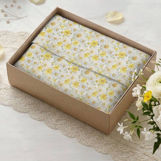 Yellow Watercolor Wildflowers Pattern  Tissue Paper (Creator Uploaded)