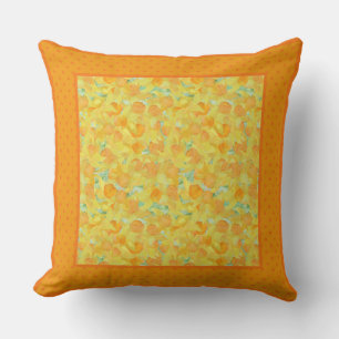 Yellow Watercolour Daffodils and Polka Dots Throw Pillow