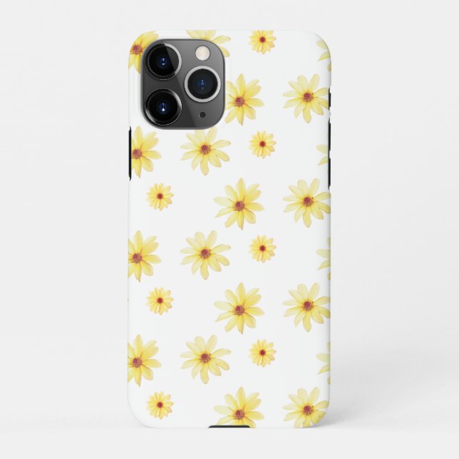 Yellow  watercolour dahlia flower pattern iPhone case (Back)