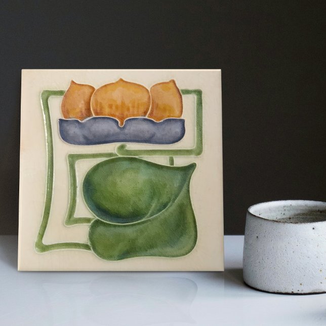 Yellow Waterlily Ivory Decor Art Nouveau Art Deco Tile (Creator Uploaded)