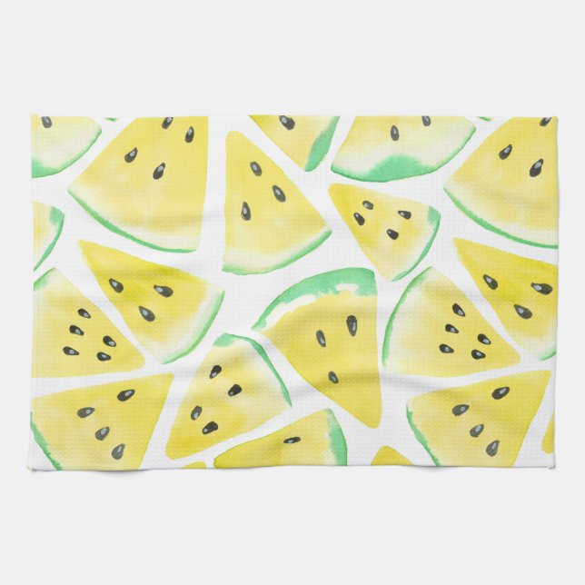 Yellow watermelon slices pattern kitchen towel (Horizontal)