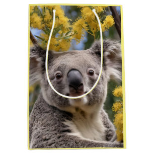 Yellow Wattle And Koala Bear, Medium Gift Bag
