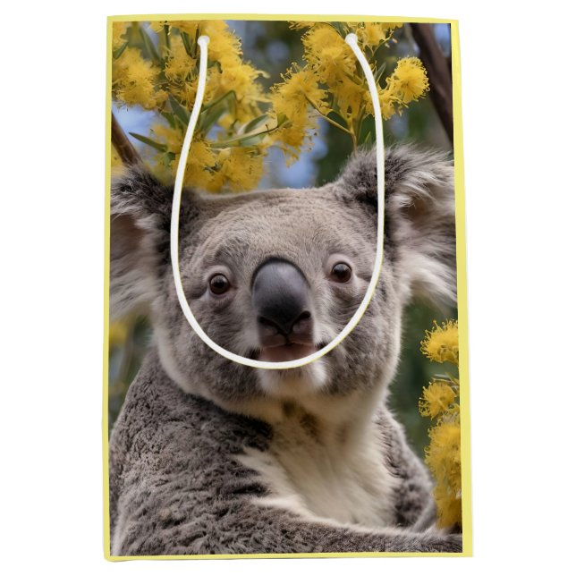 Yellow Wattle And Koala Bear, Medium Gift Bag (Front)