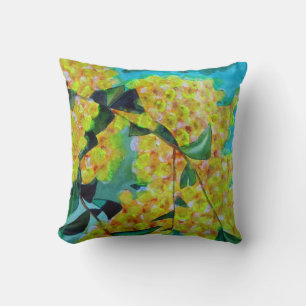 Yellow Wattle Australian native flower art pillow