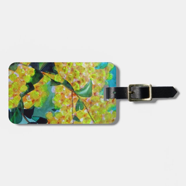 Yellow Wattle native Australian flower art Luggage Tag (Front Horizontal)