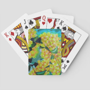 Yellow Wattle native Australian flower art Playing Cards