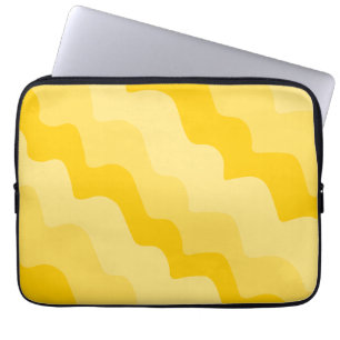 Yellow wavy ocean waves gradient  laptop sleeve
