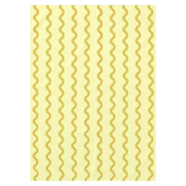 Yellow Wavy Stripe Minimalist Modern Dining Decor Tablecloth (Front)