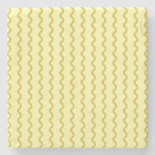 Yellow Wavy Stripe Minimalist Modern Drinkware Stone Coaster