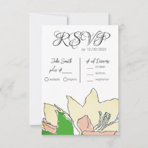 Yellow Wedding Floral RSVP Card