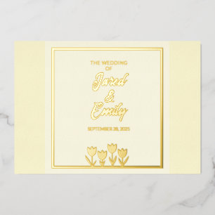 Yellow Wedding Flowers Foil Invitation