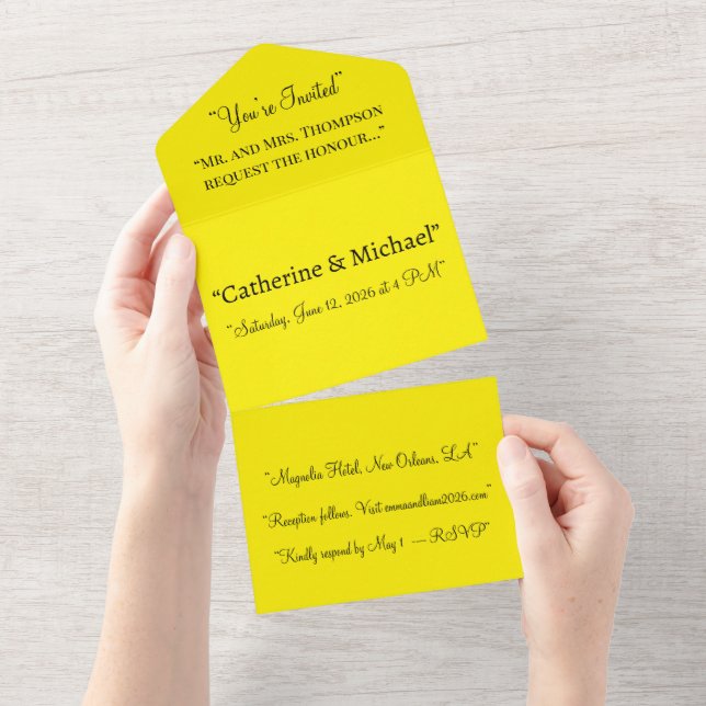 Yellow Wedding Invite | Modern RSVP Chic (Tearaway)