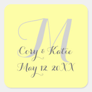 Yellow Wedding Monogram Stickers