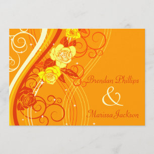Yellow Wedding Roses Orange Invitation