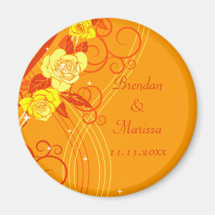 Yellow Wedding Roses Orange Magnet
