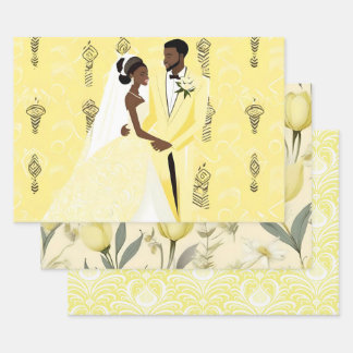Yellow Wedding Wrapping Paper Set