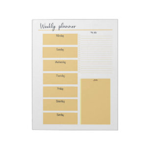 Yellow Weekly Planner Notepad