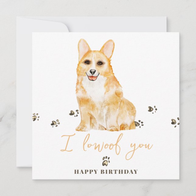 Yellow Welsh Corgi Dog Mum Puppy Pets Birthday Card (Front)
