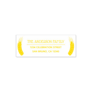 Yellow Wheat Custom Name Return Address Self-inking Stamp