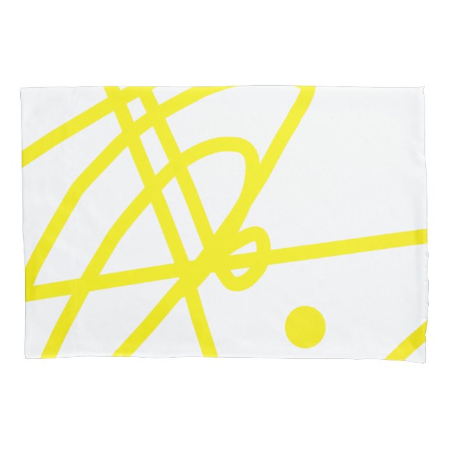 Yellow White Abstract Art Minimalism Pillowcase (Front)