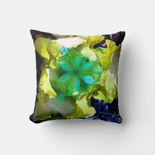 Yellow, white and green Iris Flower Pillow