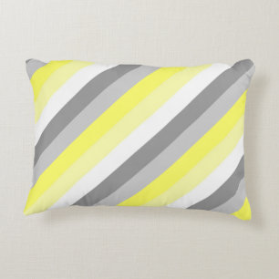 Yellow, White and Grey Stripes Accent Pillow