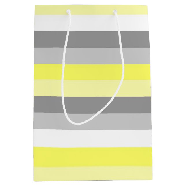 Yellow, White and Grey Stripes gift bag (Front)