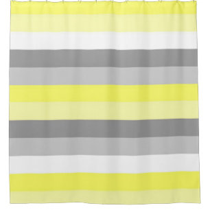 Yellow, White and Grey Stripes shower curtain
