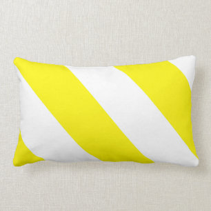 Yellow White Attention Warning Stripes Lumbar Pillow