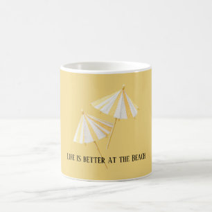 Yellow White Beach Umbrellas Coffee Mug